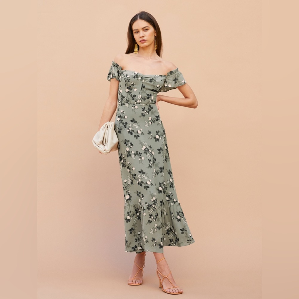 Reformation Butterfly Dress in Verde/Green | Size 8